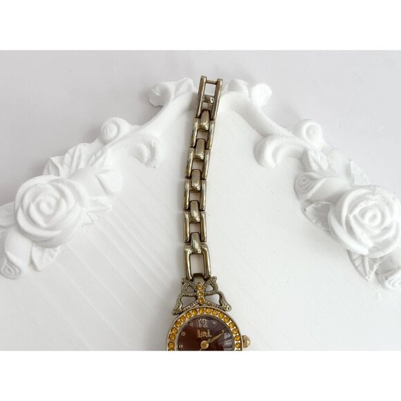 L.E.I. Butterfly 90's Rhinestoned Vintage Women's Wristwatch - 15 mm - WORKS! - Picture 6 of 10